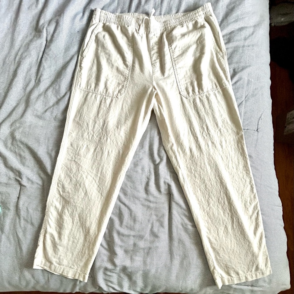 Linen, drawstring pants with big pockets